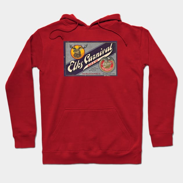 Elks Carnival Vintage Beer Label Hoodie by Alema Art